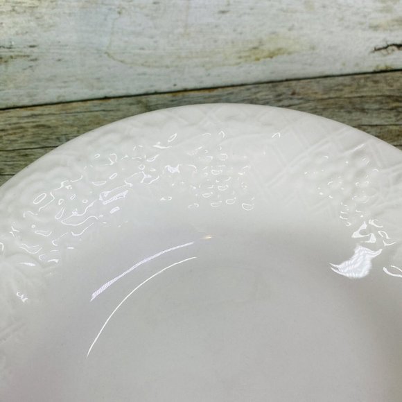 Gibson FOUR SEASONS All White Embossed Fruit Floral Rim Coupe Soup Bowl Set of 4 - Picture 14 of 16